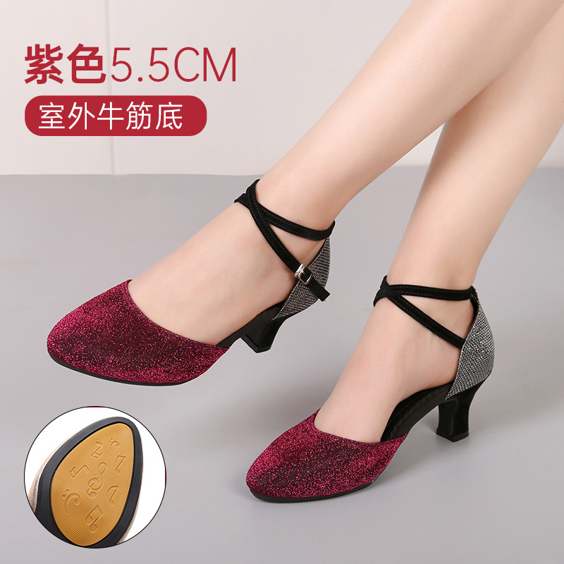Picture of New dance shoes Latin dance shoes women square dance shoes adult social dance shoes soft bottom dance shoes a generation of hair
