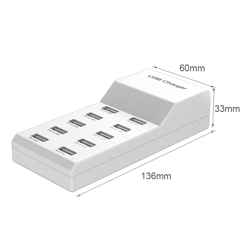 Picture of Wholesale USB Multi-Port Charger 5V2.4A10 Port Mobile Phone Fast Charging Strip Adapter Head Power Supply Fast Charging Head
