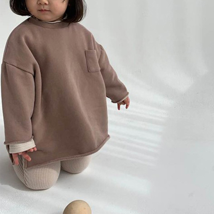Picture of Children's Korean-style winter clothing new Japanese and Korean-style simple loose small pocket baby's thin velvet pullover sweater 3