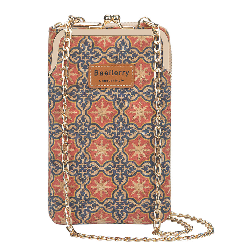 Picture of baellerry ladies wallet vertical wood grain mobile phone bag multi card wallet chain shoulder messenger bag wholesale