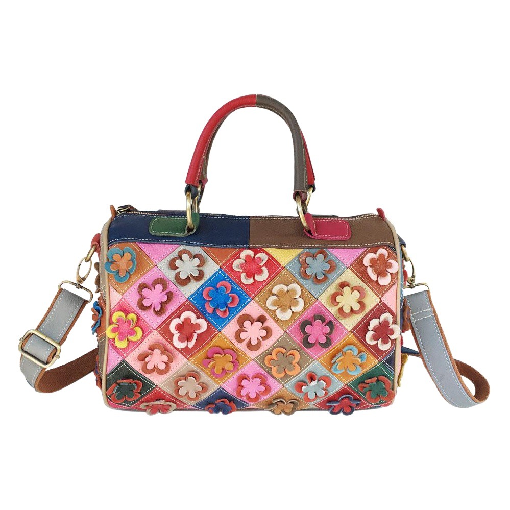 2025 Fashion Women's Bag Cowhide Hand-Held Crossbody Bag Hand-Stitched Quilted Flower Bag Plum Blossom Bag Casual Women's Bag