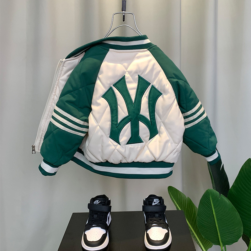 Picture of Boys' quilted jacket two-cotton spring and autumn children's thin velvet cotton-padded jacket 24 new boys' clothes boys' autumn baseball uniform