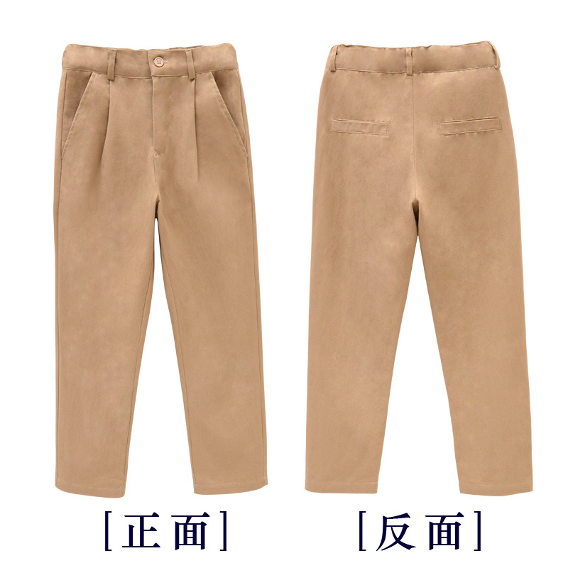 Picture of Children's Black Trousers Boy's Pure Cotton khaki dark blue School Uniform Pants Elementary School Pants Big Children School Pants Trousers