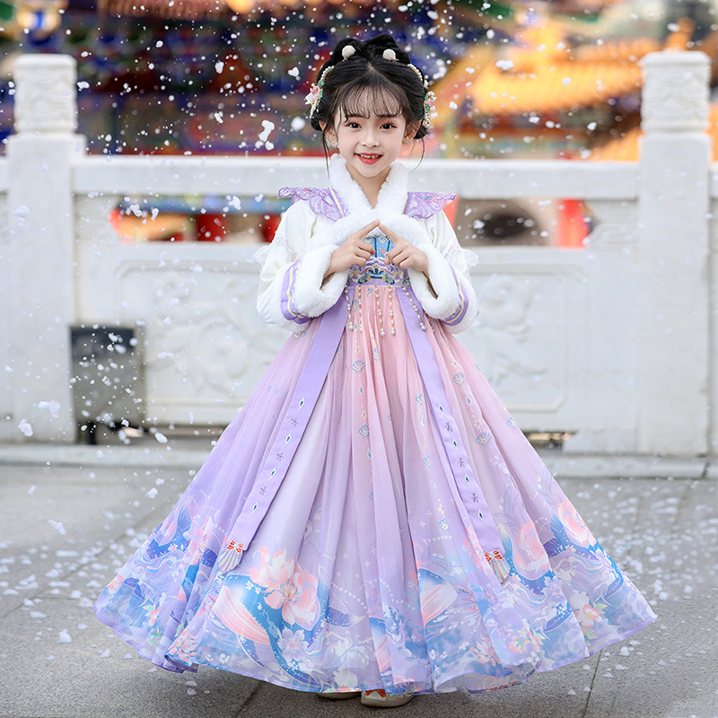 Hanfu Girl's 2024 New Winter Super Fairy Ancient Dress Children's Chinese Style dress Girl's Tang Dress