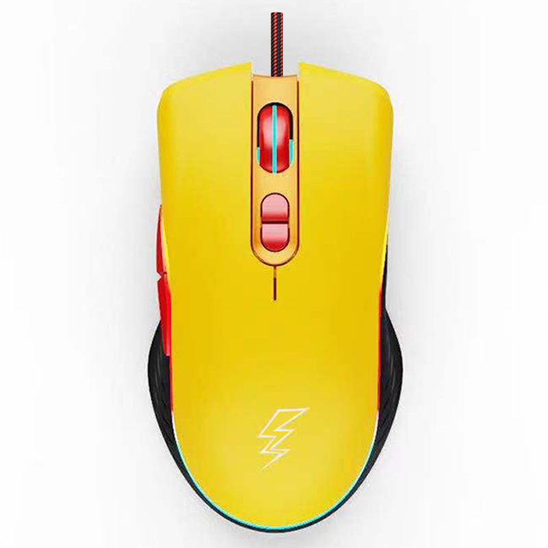 Picture of Game Electric Competition Mechanical Mouse Wired Office Chicken Press Gun Macro Programming Yellow Pikachu Red Mario