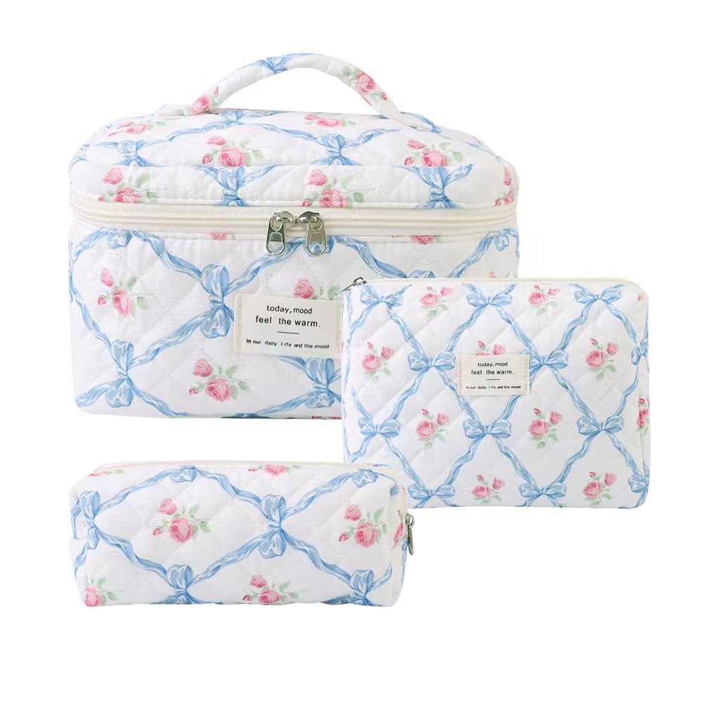 Picture of Cross-border Super New Cotton Cosmetic Bag Niche Portable Washes Storage Bag Floral Ins Cute Quilted