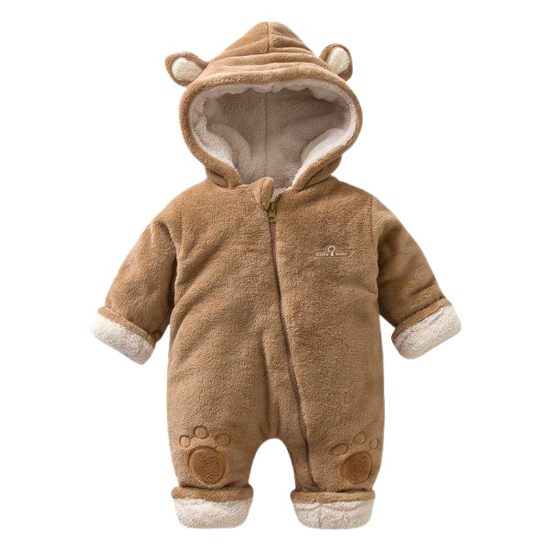 Baby Men and Women Go Out Thickened Warm Hakka Clothes Baby Jumpsuit Autumn and Winter Newborn Clothes Spring Autumn and Winter Velvet