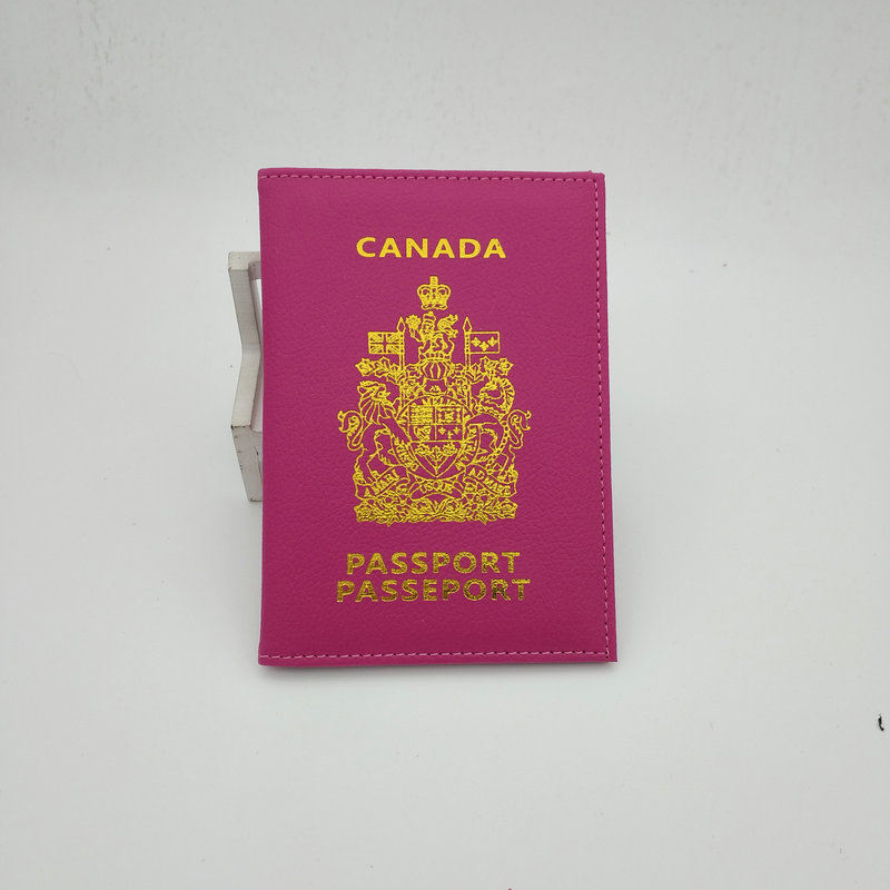 Picture of PU material open two-fold Canadian passport holder multi-color optional ID passport leather protective cover