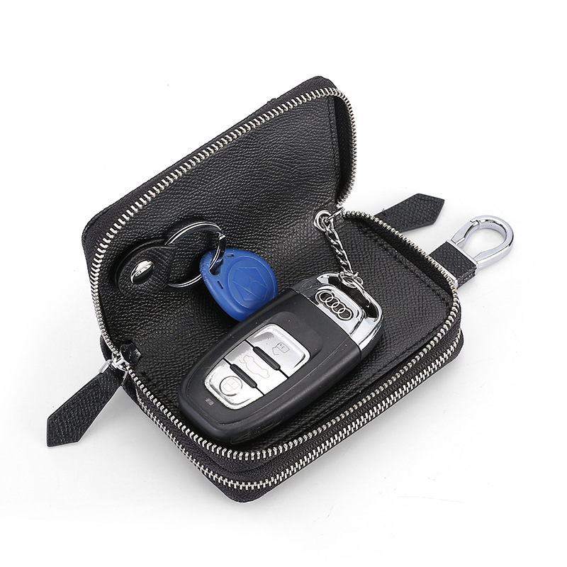 Picture of New leather key bag men's wholesale universal car key protective cover multi-function card bag home key buckle women