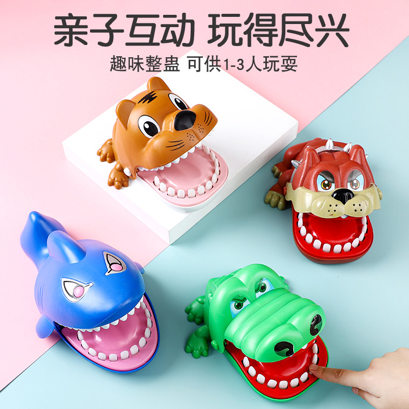 Picture of Large decompression crocodile finger-biting toy teddy man props evil dog hand-biting children's toy shark tooth extraction game