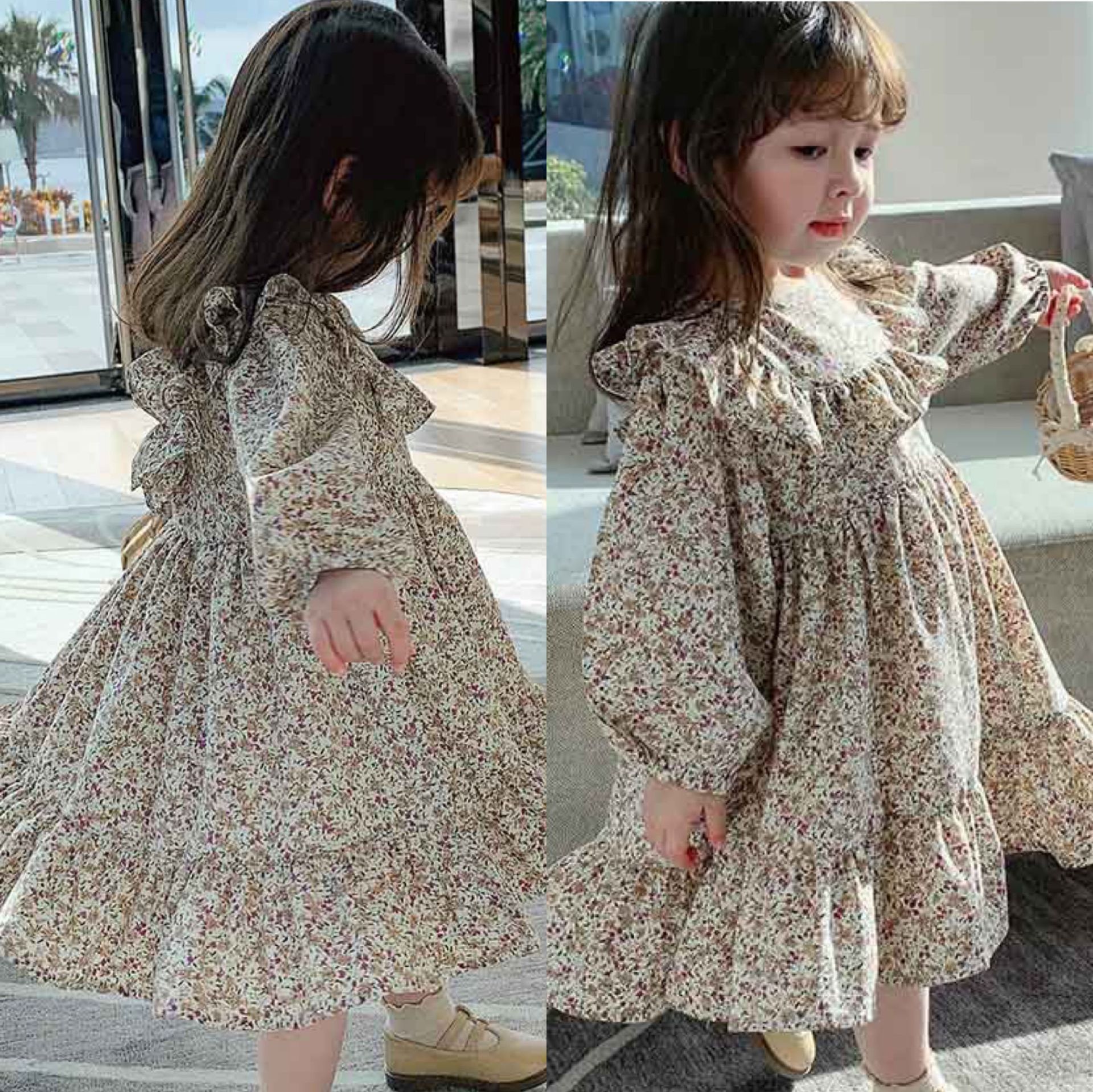 Children's floral dress spring and summer girls sweet lace skirt children's dress 3-8 years old children's clothing a generation of hair