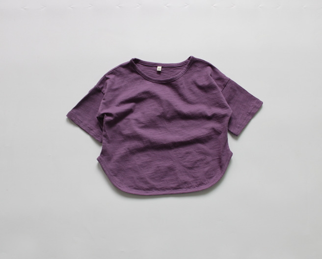Picture of Spring Pure Color Kidsren's Bottoming Shirt Korean Style Girls T-Shirt Round Neck Loose Boys Summer Top Short-Sleeved Cotton Dropshipping