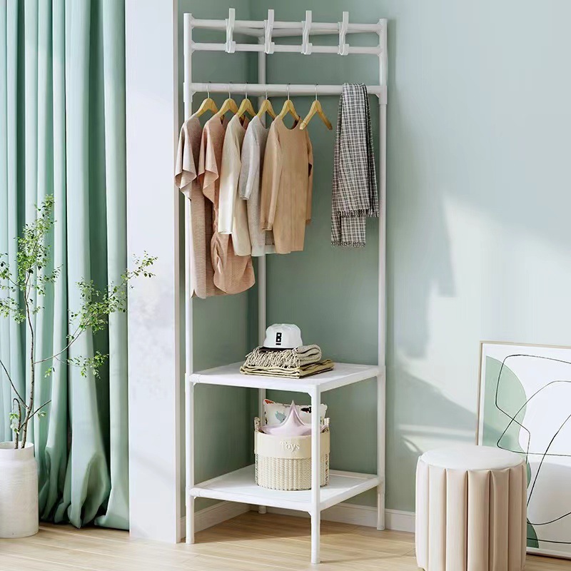 Picture of Corner Coat Rack Floor Hanger Multi-functional Bedroom Modern Simple Metal Storage Rack Household Hanger