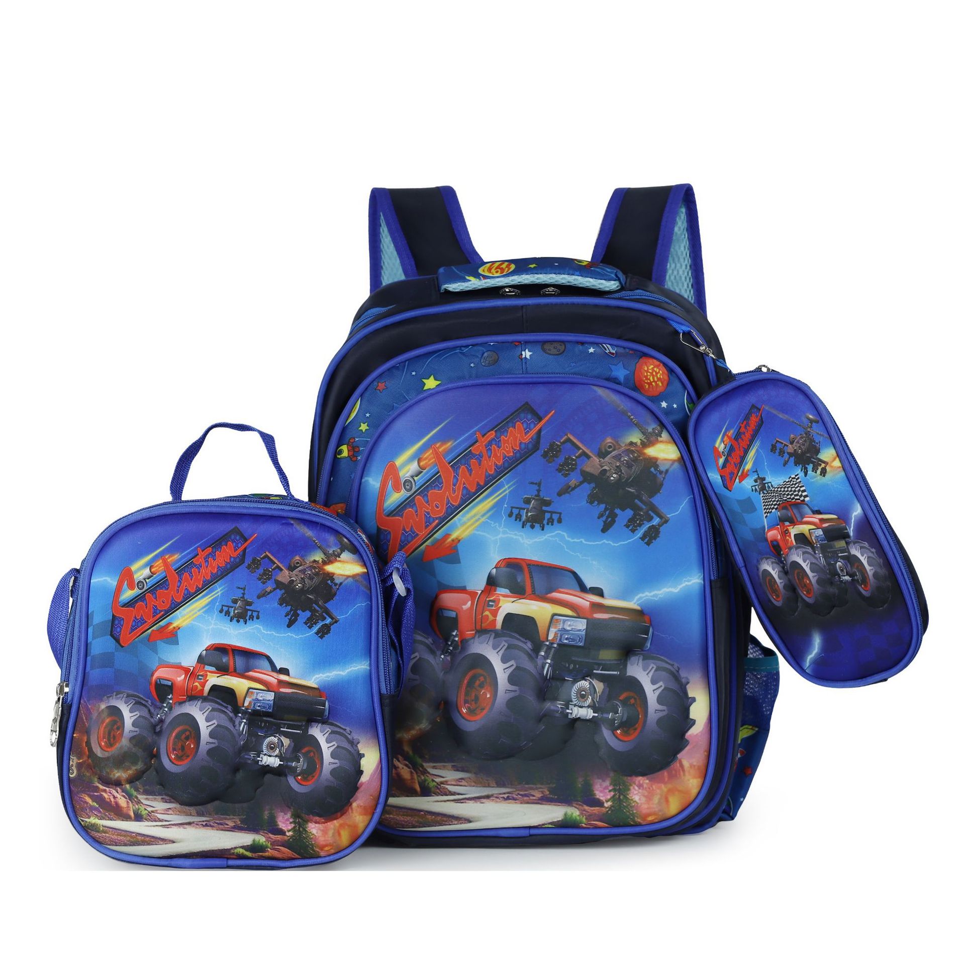 Picture of Cross-border three-piece children's schoolbag 16-inch sleeved pull rod large capacity 3D hard shell labubu kindergarten schoolbag