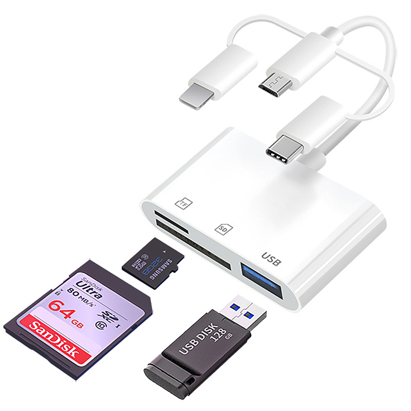 Picture of Mobile Phone Card Reader Three-In-One Adapter Multi-Function USB Extender Tfsd Memory Card Docking Station USB Hub