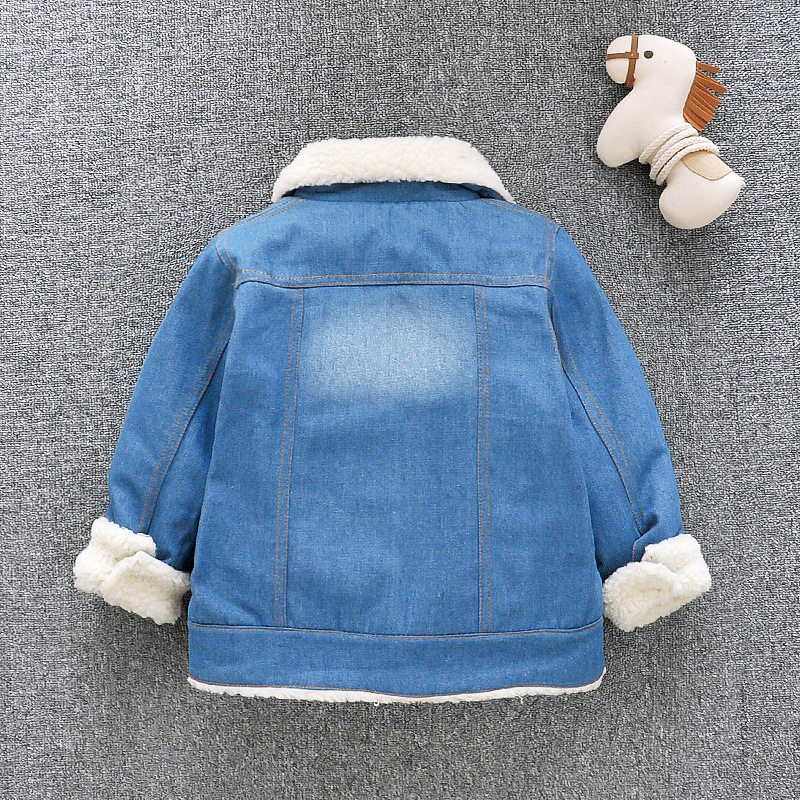 Picture of 2021 new girls denim coat plus velvet padded autumn and winter men's baby children's western style Korean fashion clothes 0-3
