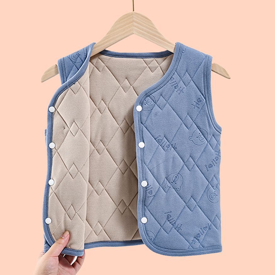 Picture of Autumn and winter children's cotton vest boys and girls wear cotton vest children's school uniform artifact baby warm waistcoat
