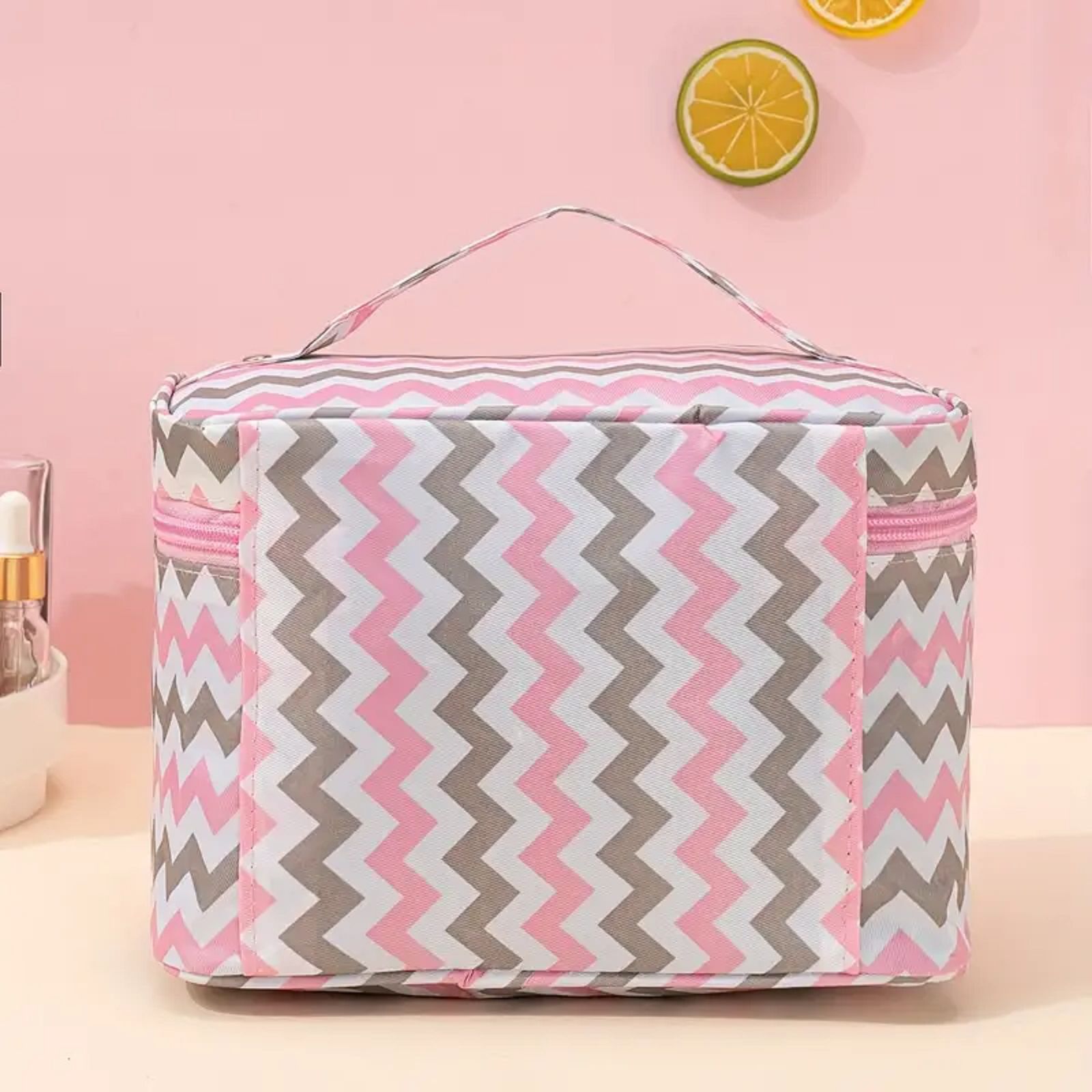 Picture of New Internet Celebrity Corrugated Cosmetic Bag Korean Style Large Capacity Girly Heart Portable Travel Portable Washery Storage Bag Cross-border