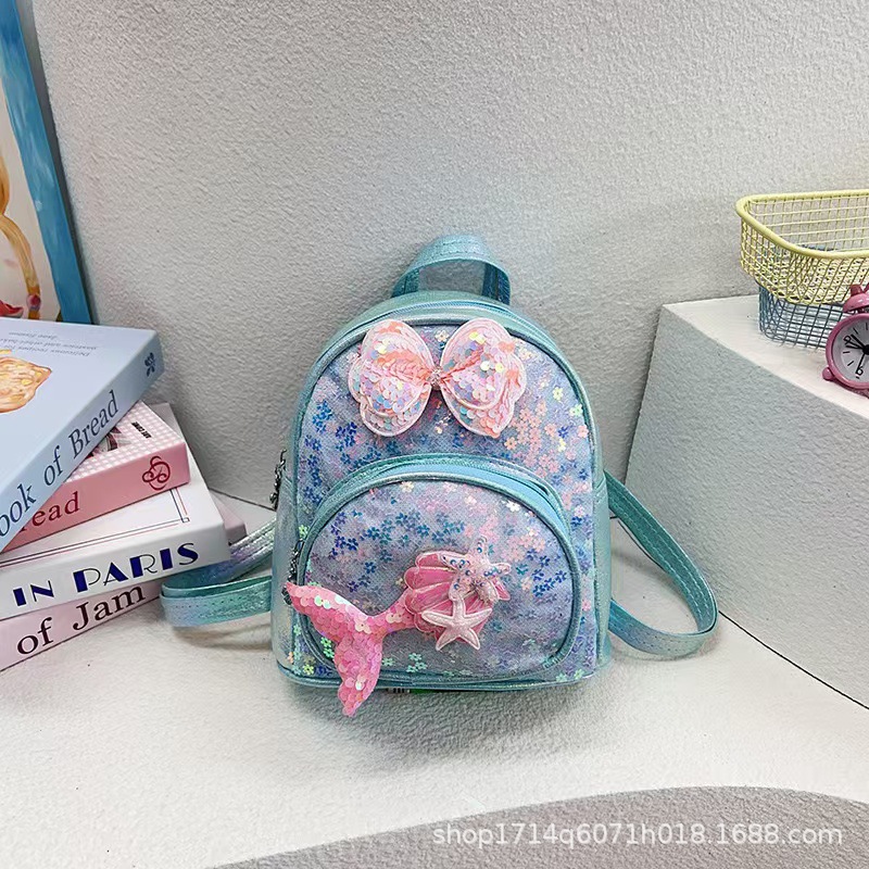Picture of Mermaid PVC Children's Schoolbag New Sequin PVC Leather Schoolbag Kindergarten Girl's Backpack Lightweight Backpack