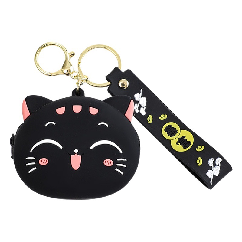 Creative cartoon cat coin purse keychain cute pendant exquisite schoolbag pendant coin headset storage wholesale