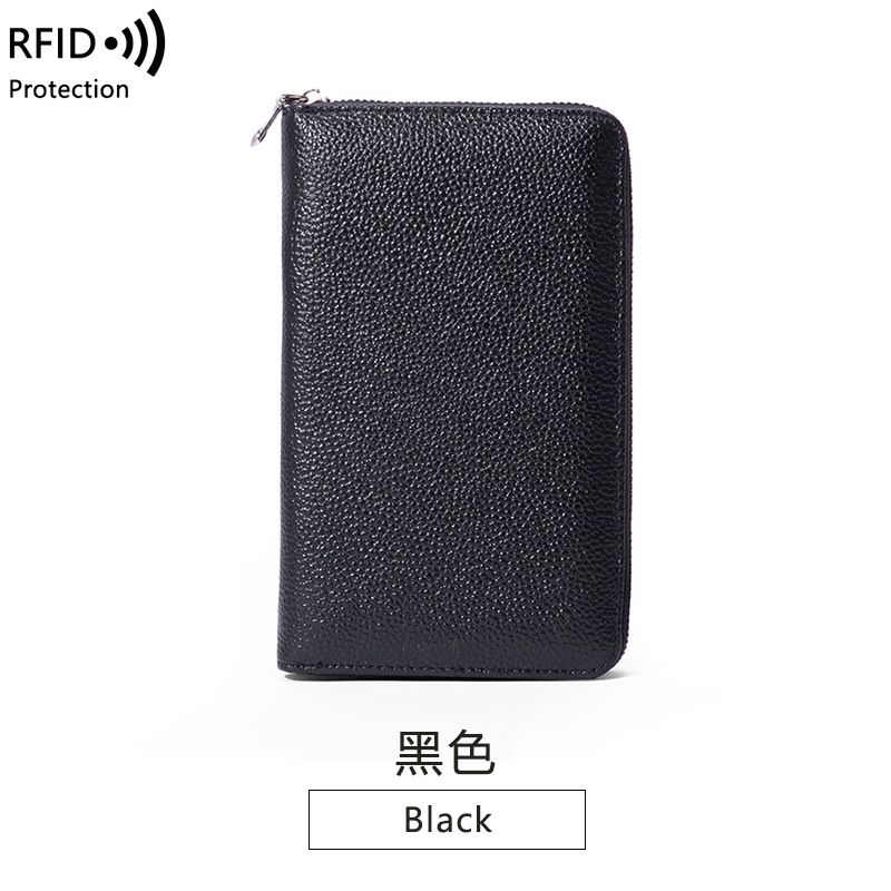 Picture of Wallet leather new RFID litchi pattern long Passbook bag multi-functional ID bag large capacity clutch