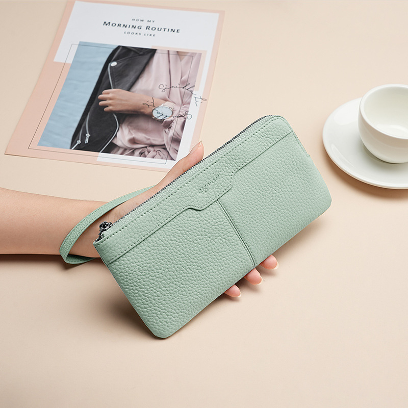 Picture of Tiktok Popular Top-Layer Cowhide Clutch Fashion Trendy Card Holder Phone Bag Genuine Leather Multifunctional Long Wallet