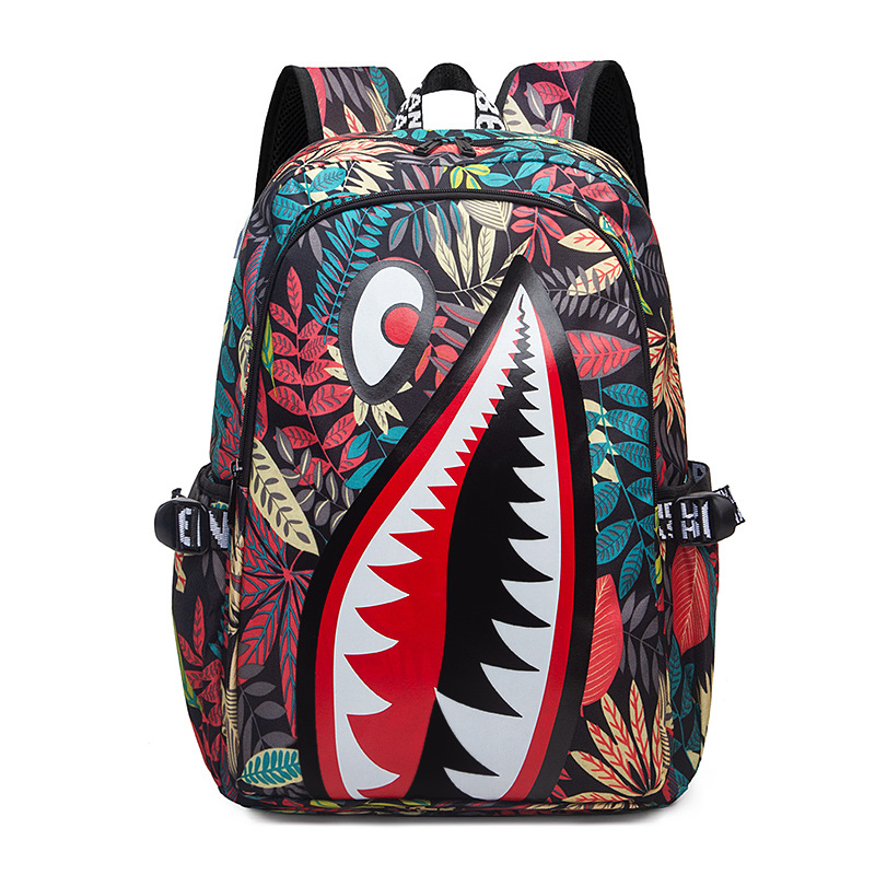 Picture of Cross-border New Children's Schoolbag Male Student Shark Personalized Oxford Cloth Large Capacity Lightweight Casual Simple Trendy Backpack