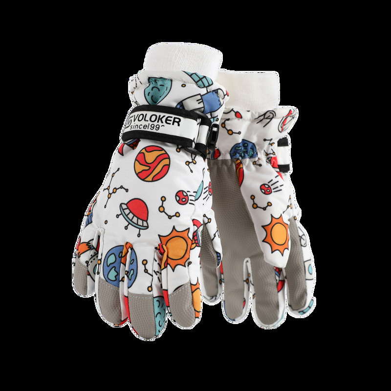 Picture of Children's ski gloves are waterproof, warm in winter, fleece thickened, and are specially designed for boys and girls to ski and cross border
