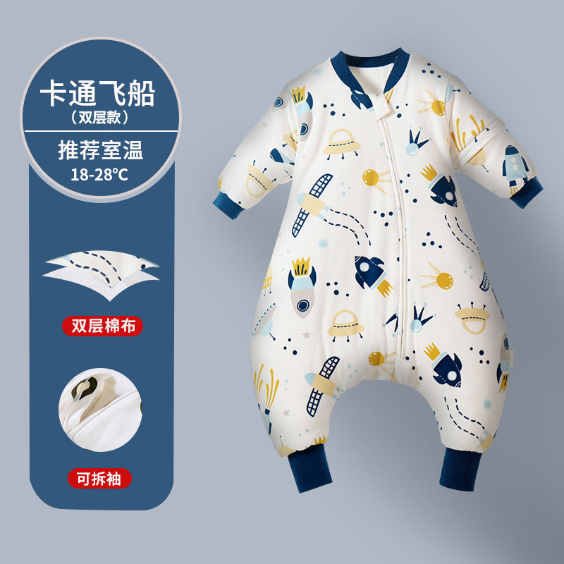 Picture of Spring and Autumn Thin Children's Sleeping Bag Constant Temperature Infant and Toddler Class a Split Leg Sleeping Bag Cartoon Pure Cotton Baby Sleeping Bag with Detachable Sleeves