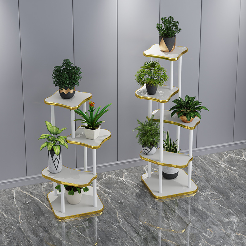 The Essence of Bamboo Light Luxury Style Solid Wood Flower Shelf Balcony Fleshy Green Rose Living Room Floor-standing Flower Table Flower Pot Plant Rack