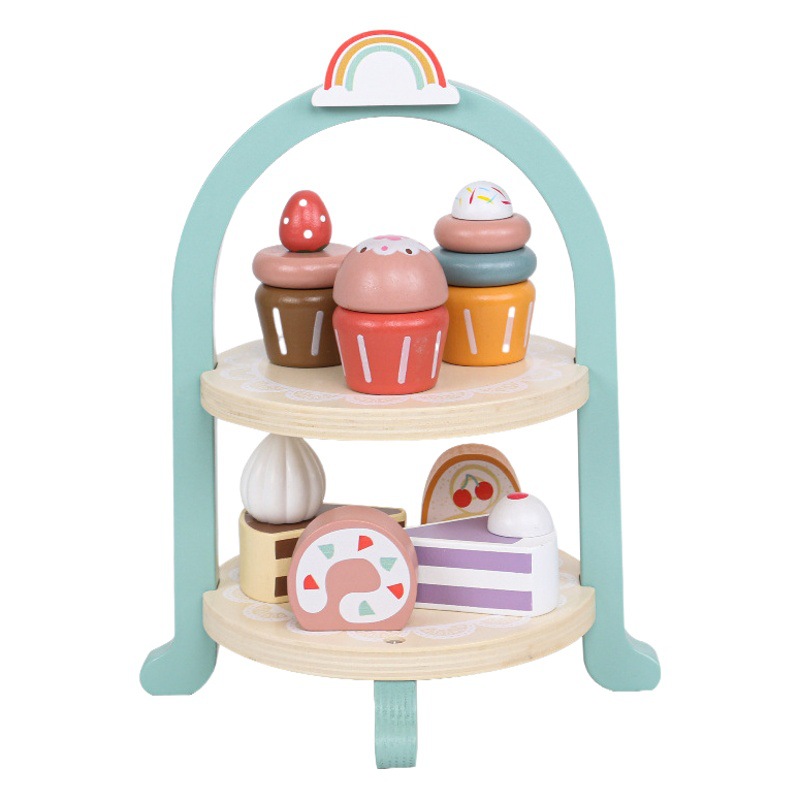 Wooden Family Royal Afternoon Tea Children's Dessert Exercise Baby's Social Ability Family Interactive Toys