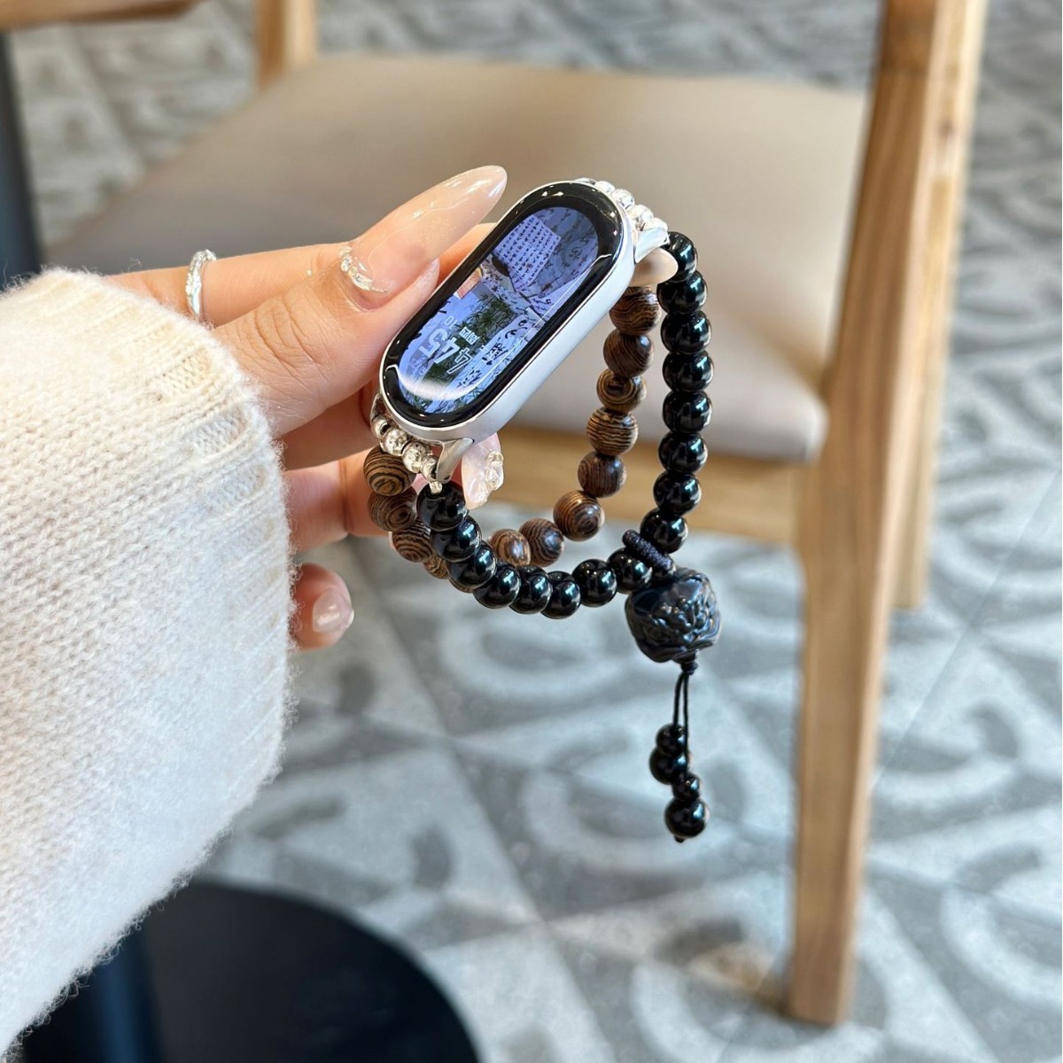 Picture of Suitable for Mi Band 9 Strap 5/6/7/8/8Pro All-match Wristband Buddha Beads Dance Lion Beads 7Pro Watch Strap