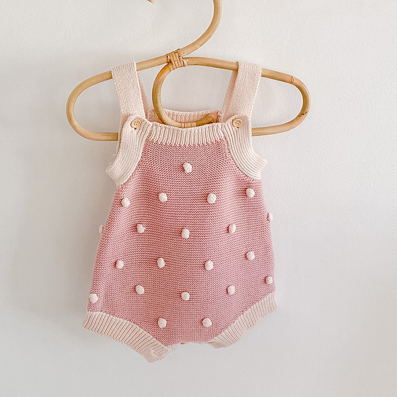 Picture of ins autumn baby girl infant children handmade ball knitted wool jumpsuit bag fart romper triangle romper