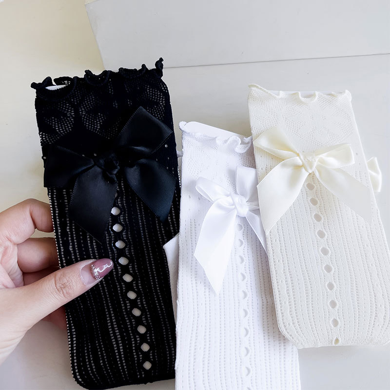 Picture of Lolita socks girls stockings spring and summer Princess bow lace socks Japanese JK calf socks manufacturers wholesale