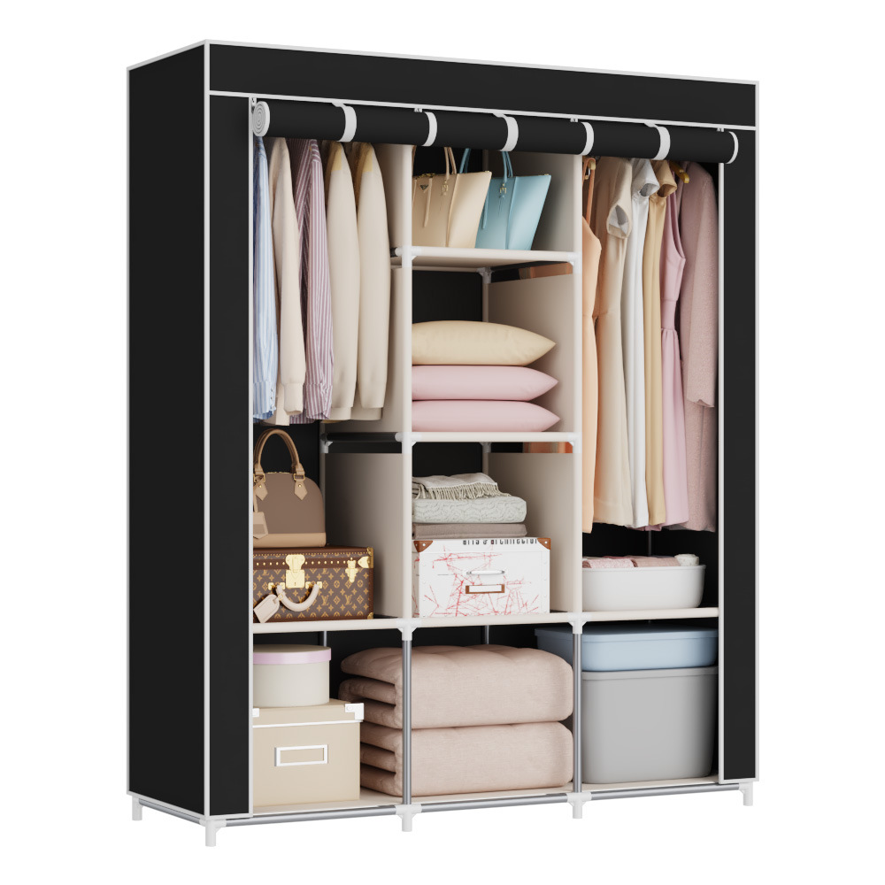 Picture of Ya Ruifan Reinforced Simple Cloth Wardrobe Storage Closet Dustproof Wardrobe Dormitory Steel Frame Reinforced Simple Modern Combination