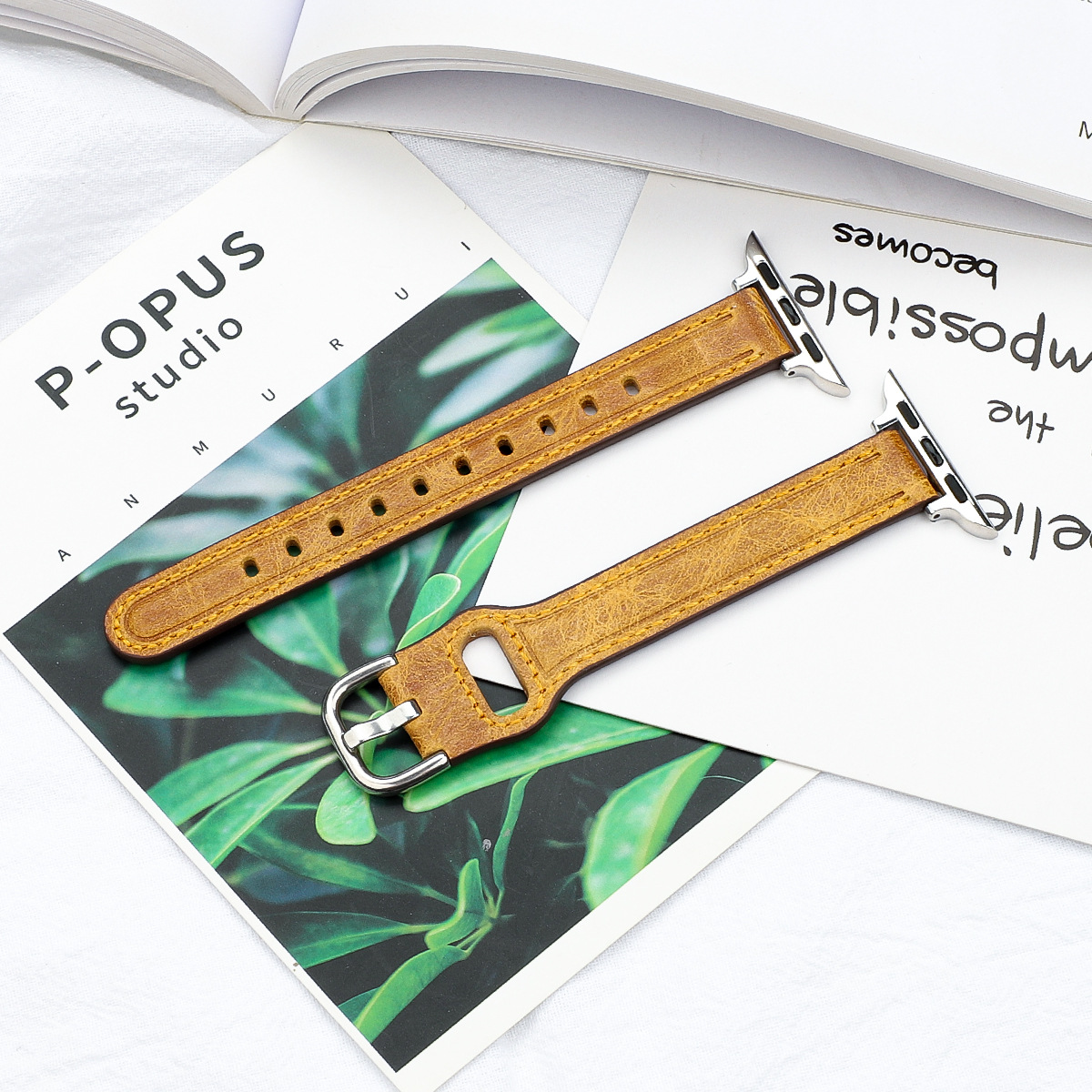 Picture of Suitable for Applewatchs9834567 Generation Apple Watch Strap Iwatch10 Retro Thin Strap Genuine Leather Wristband