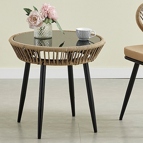 Picture of Courtyard Leisure Backrest Rattan Chair Restaurant Terrace Balcony Outdoor Chair Small Garden Cafe Combination Table and Chairs