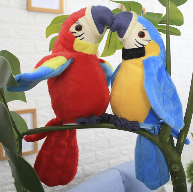 Cross-border New Electric Plush Toy Parrot Electric Recording Talking Parrot Twisting Fanting Wings Toy
