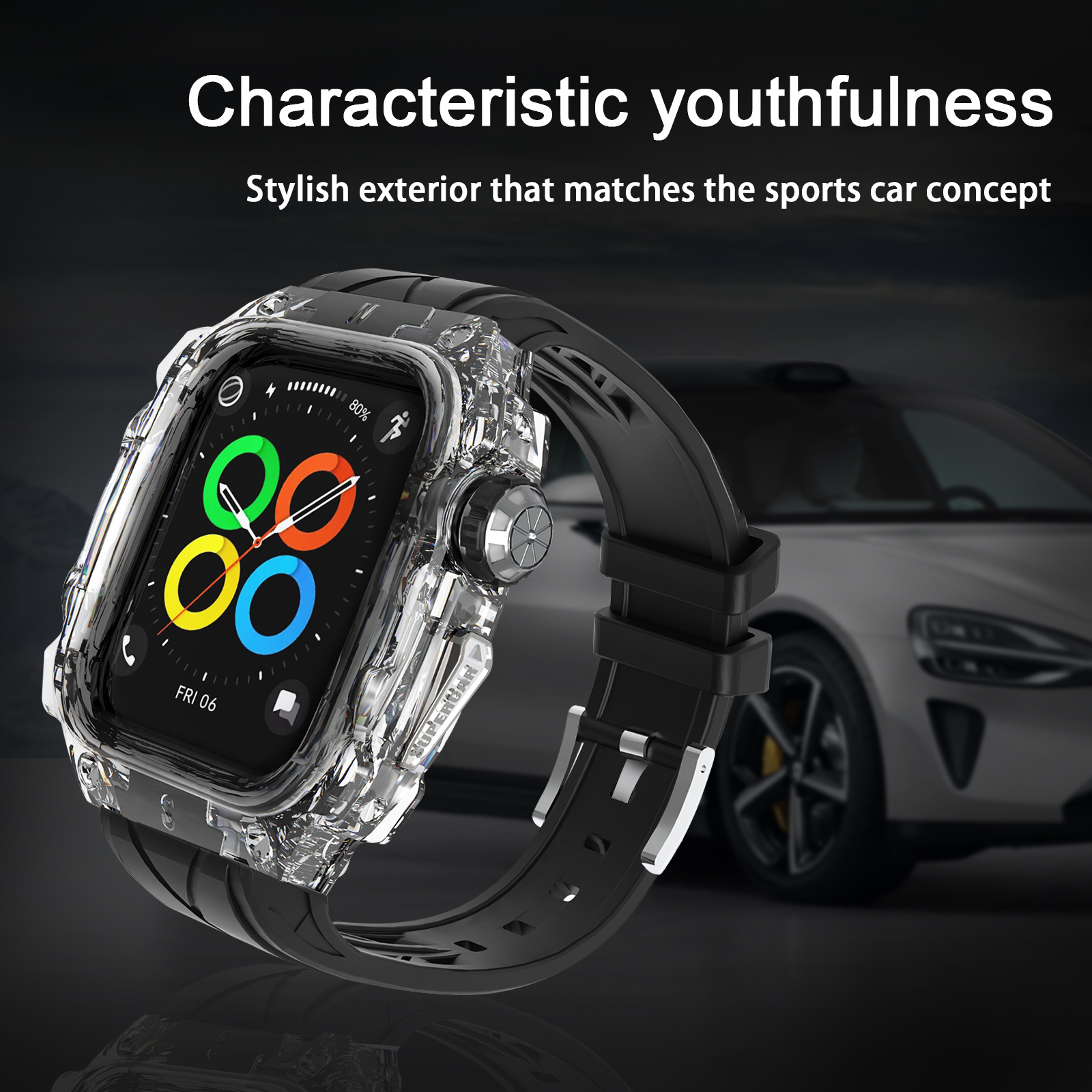 Picture of For Apple Watch Strap Super Running Color Transparent Black appleiwatch9876 One Strap 44/45mm