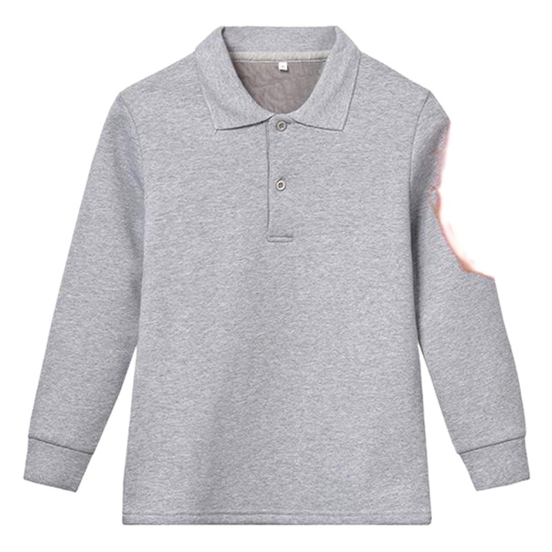 Children's T-shirt boys polo shirt long sleeve baby girls lapel T-shirt plus Velvet White Base shirt a generation of hair
