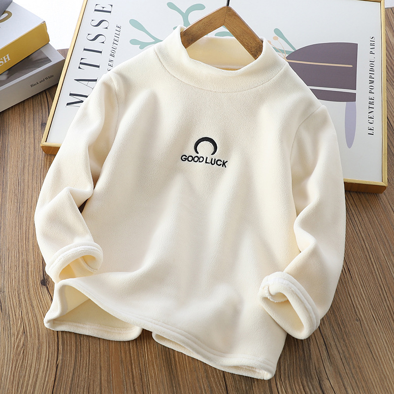 Picture of Children's Double-Sided Velvet Bottoming Shirt 2024 Winter New Men's and Women's Half Turtleneck Warm Long-Sleeved Shirt Korean Style Medium and Large Kidsren's Trbottom