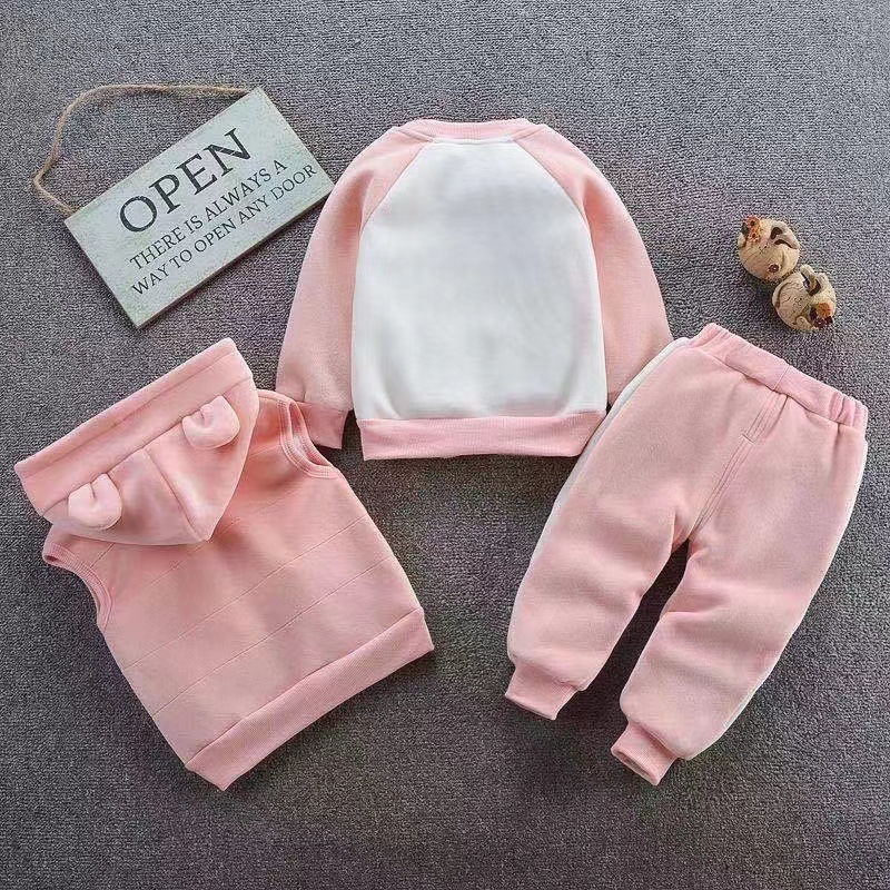 Picture of One piece wholesale baby boys and girls winter clothes suit 1-4 years old boy fleece-lined cartoon three-piece children's winter sweater 3