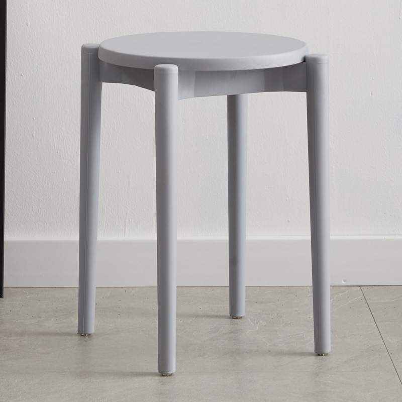 Picture of Plastic round stool home living room stackable stool modern simple color dining table and chair adult cooked plastic bench