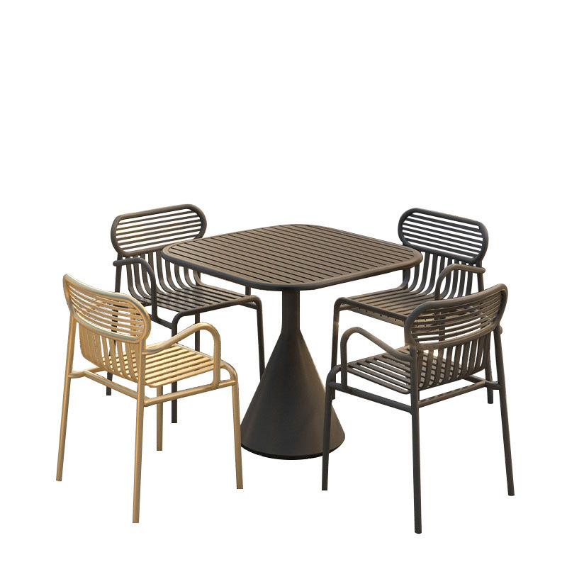Picture of Internet Celebrity Courtyard Outdoor Tables and Chairs Commercial Restaurant Milk Tea Shop Outdoor Seat Table Balcony Open-Air Table and Chair Set