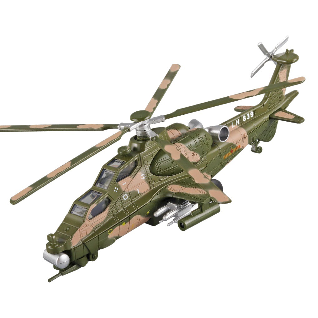 (Boxed) 1:28 straight 10 armed helicopter alloy model light sound back to drive the propeller