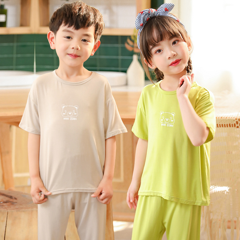 Summer new children's home clothing set modal boys and girls short sleeve pants set a generation of hair