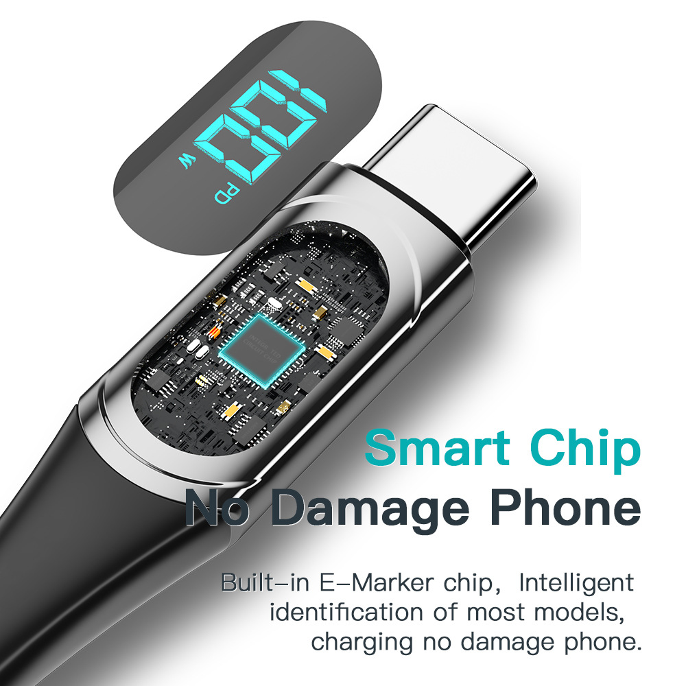 Picture of Spot 100W5A Super Fast Charging Data Cable Suitable for Huawei Notebook Charging Cable Digital Display Pd Fast Charging Cable
