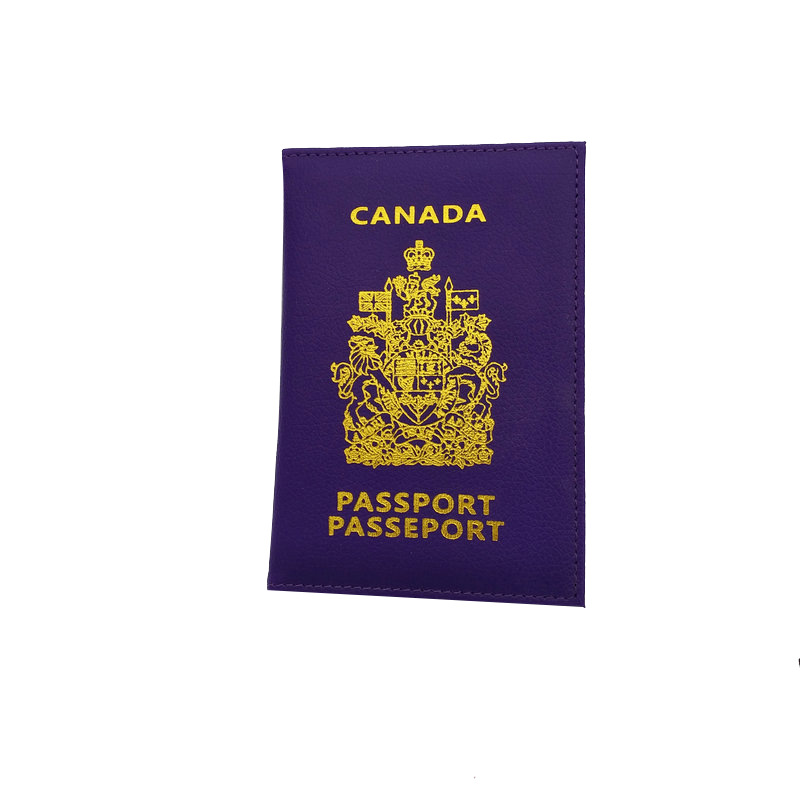 Picture of PU material open two-fold Canadian passport holder multi-color optional ID passport leather protective cover
