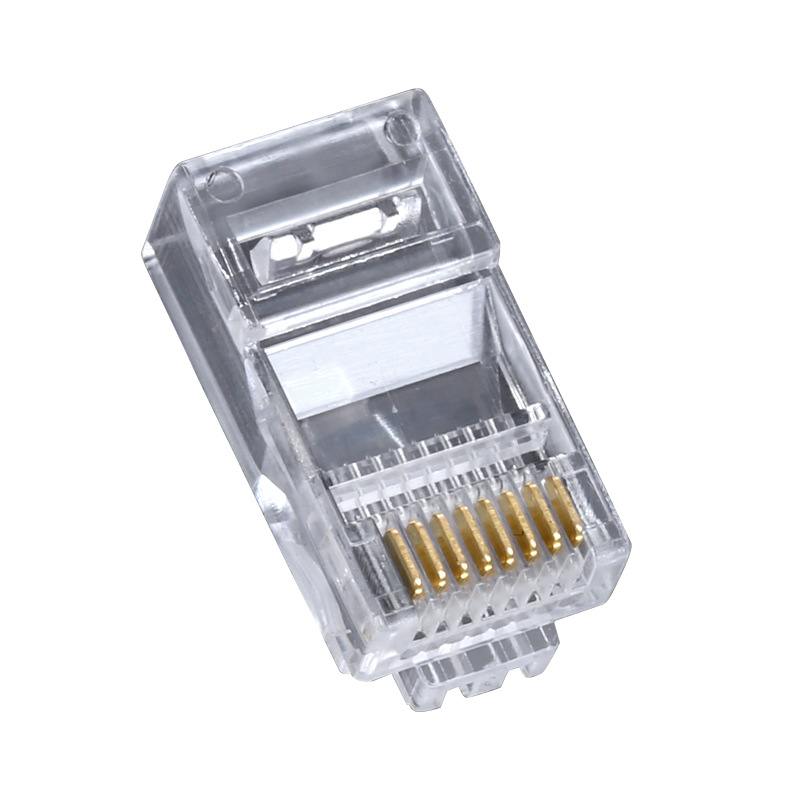 Picture of Factory Direct Sales Category 5 and 6 Network Cable Connector Gigabit Three-Pronged 8P8C Gold-Plated Unshielded Network Broadband Crystal Head