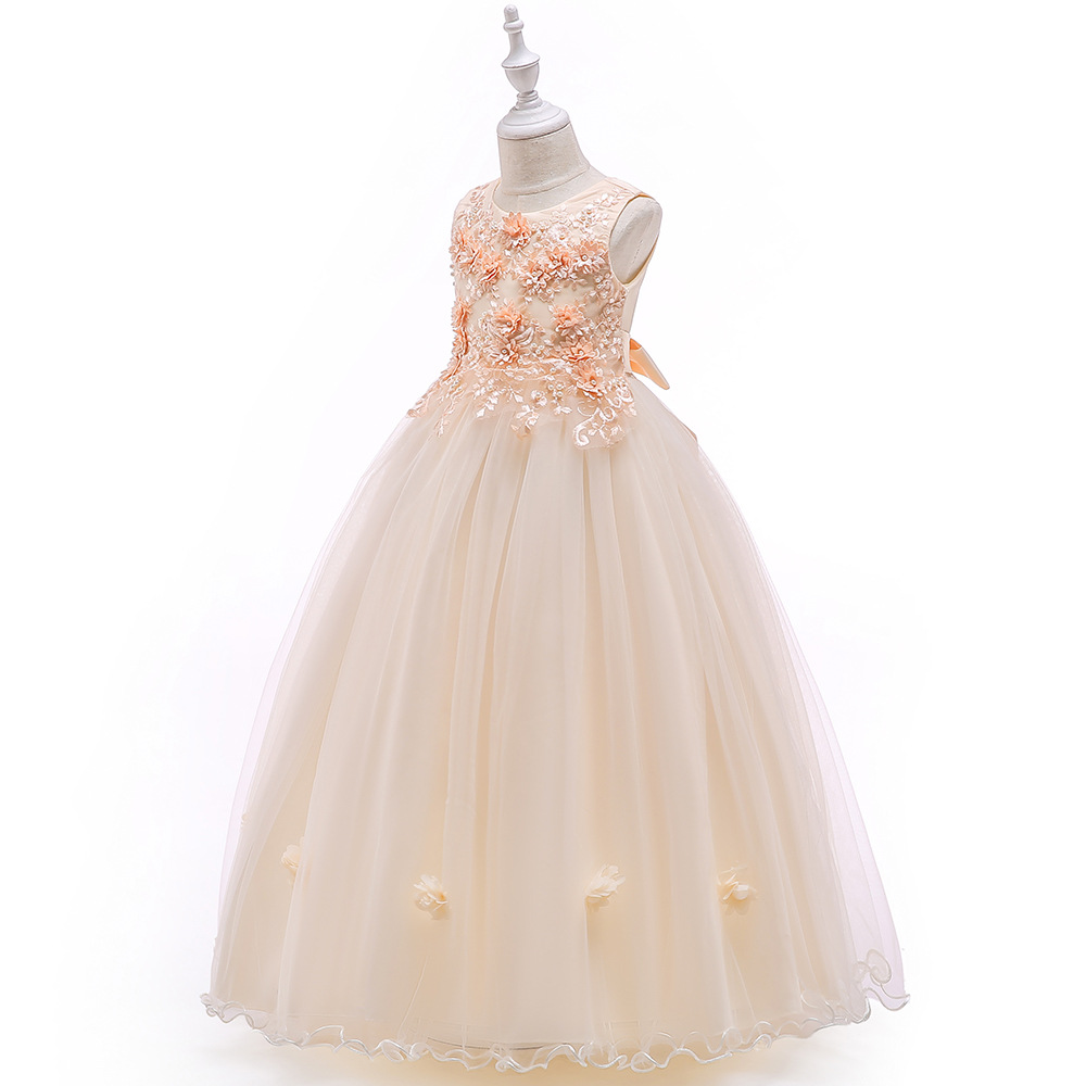 Picture of Cross-border New Children's Long Dress Flower Beaded Long Dress Girls' Catwalk Performance Puffy Princess Dress